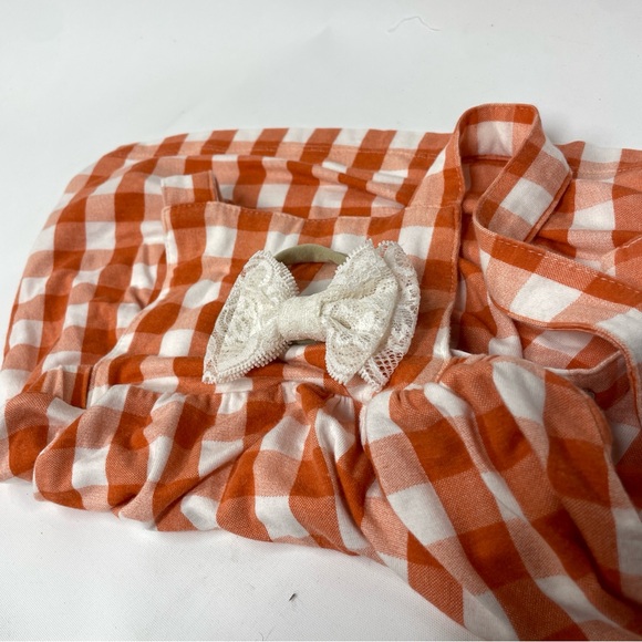 Angel Dear 6-12mo Orange and White Gingham Fall Thanksgiving Dress Bamboo NWOT - Picture 7 of 7